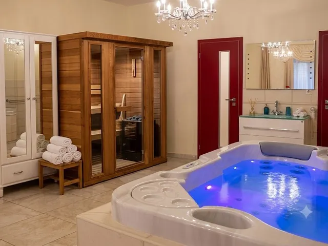 Wellness s masážní vanou a saunou v Penzionu 4 Dvory